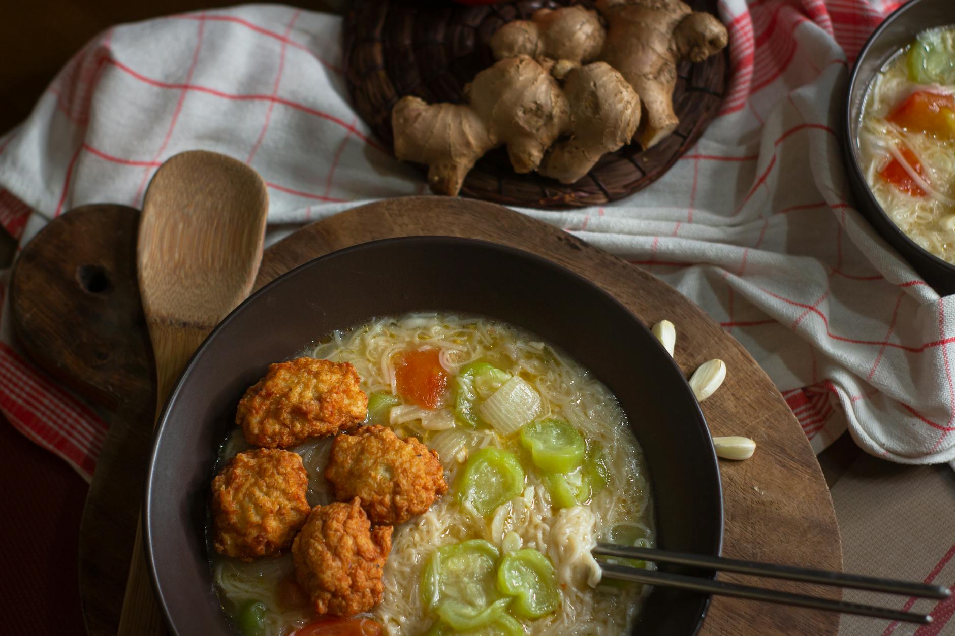 Ginger Chicken Rice Soup Bowl